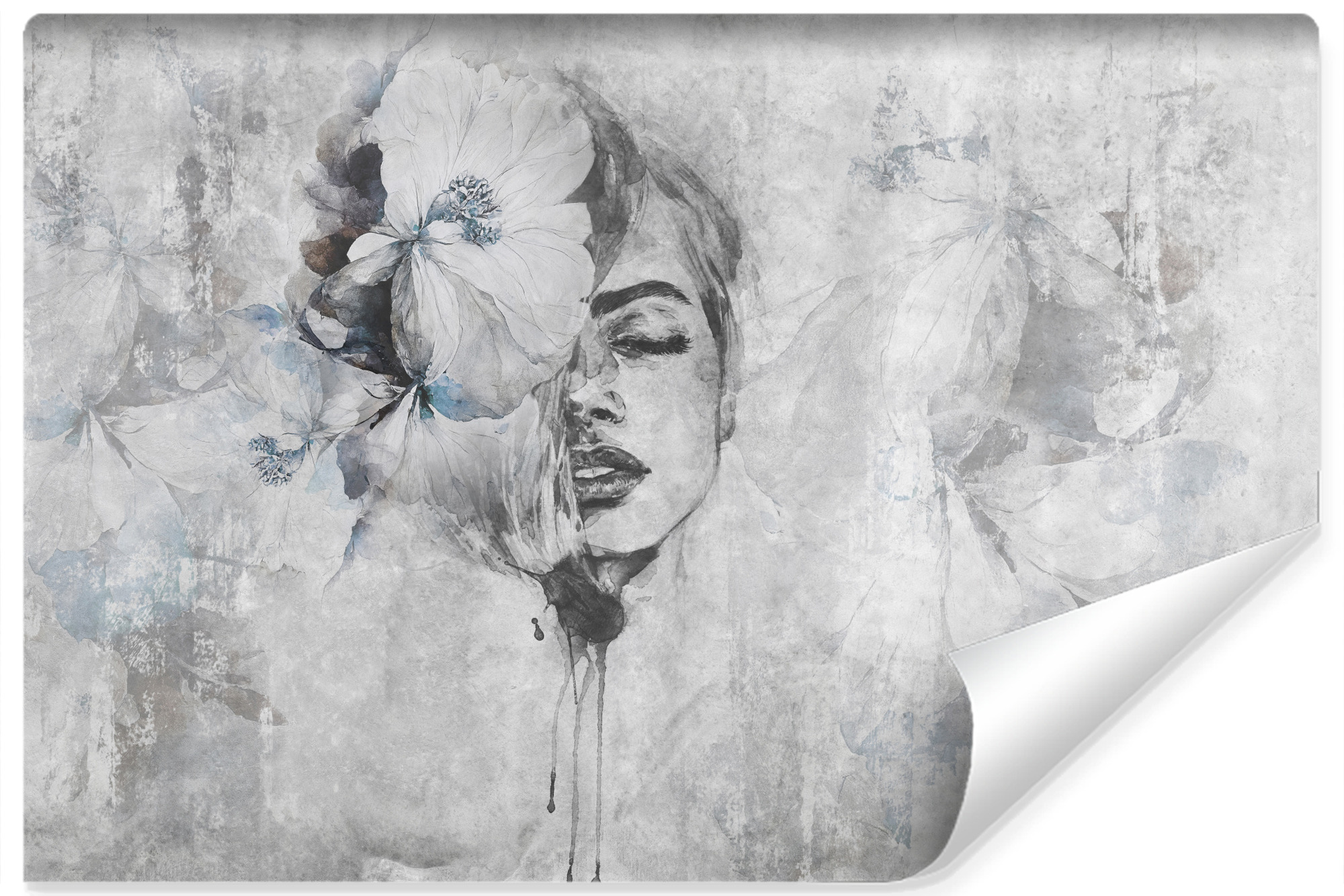 Vilene papel pintado con foto cara de mujer, pared de hormigón para salón 360cm x 240cm
