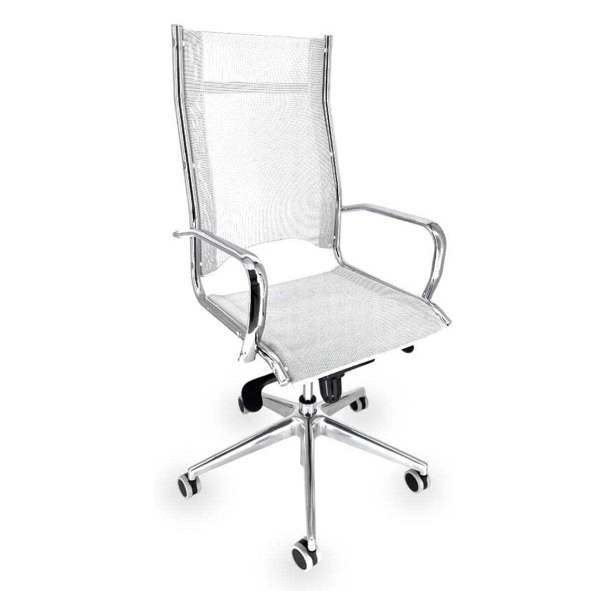 OFF LINE Sedia Ergonomica Scrivania In Rete Bianca, Supporto Lombare, Ruote Silenziose, Made In Italy, 70x70x120 Cm - 4