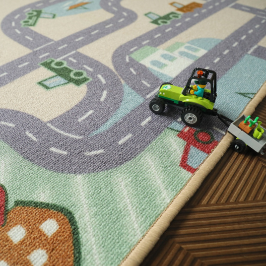 Tapis de jeu enfant - Circuit de voiture - Campagne - 120 x 170 cm - 4