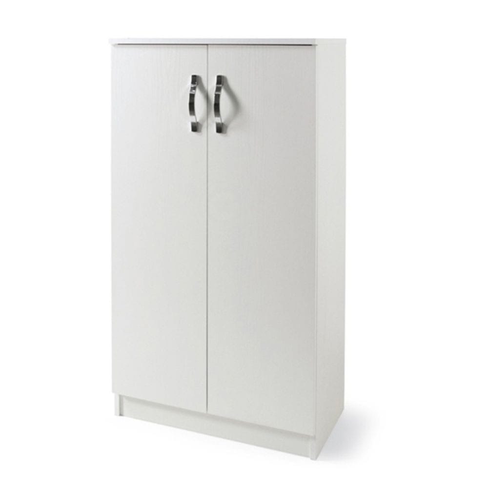 Armadio Scarpiera Bianco A 2 Ante - Legno Melamina, 8 Ripiani, Design Moderno - Foto 9