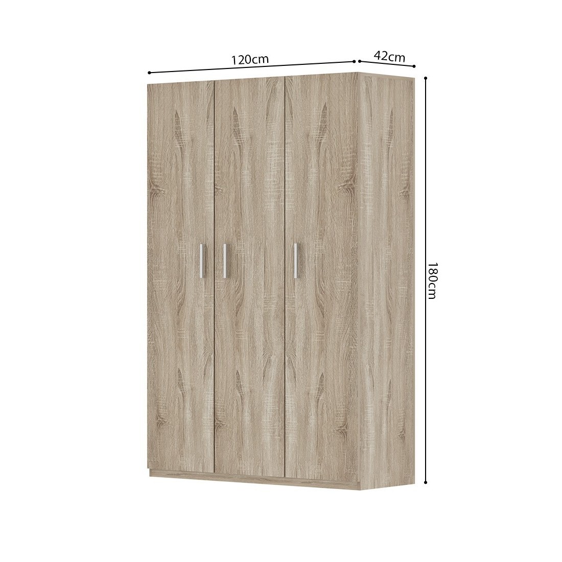 Armoire 3 portes TOM – Chêne sonoma – Grand espace de rangement - 2