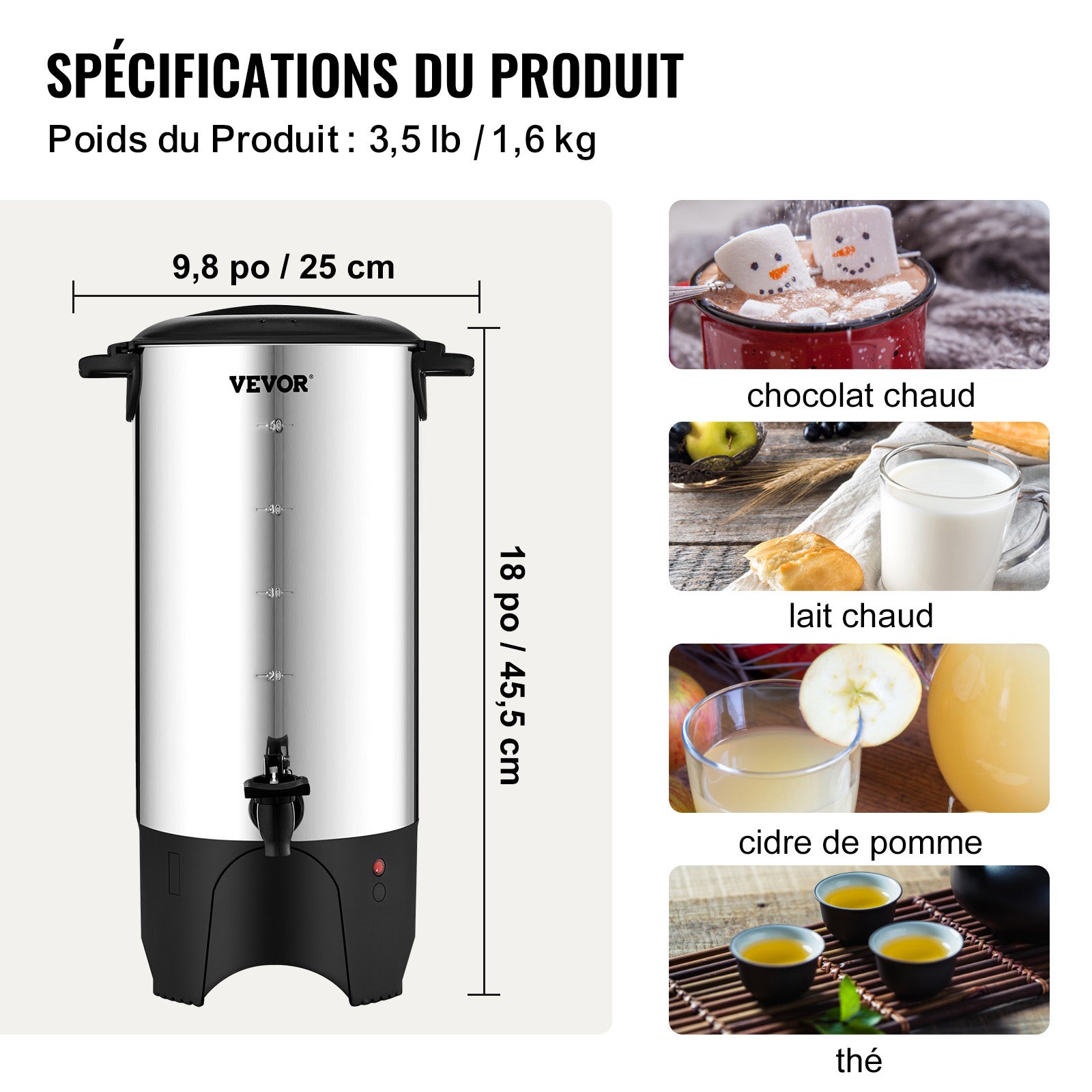 Cafetière commerciale,SucceBuy 50 tasses,acier inoxydable,grand distributeur café,1000 W,220 V,cafetière électrique pour préparation rapide - 9