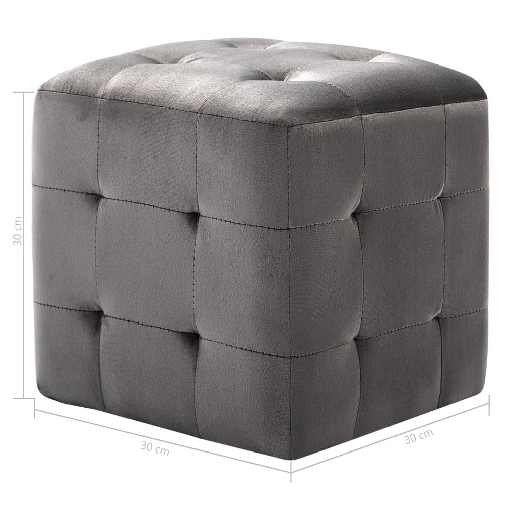 Pufe 2 unidades veludo cinza 30x30x30 cm - 6