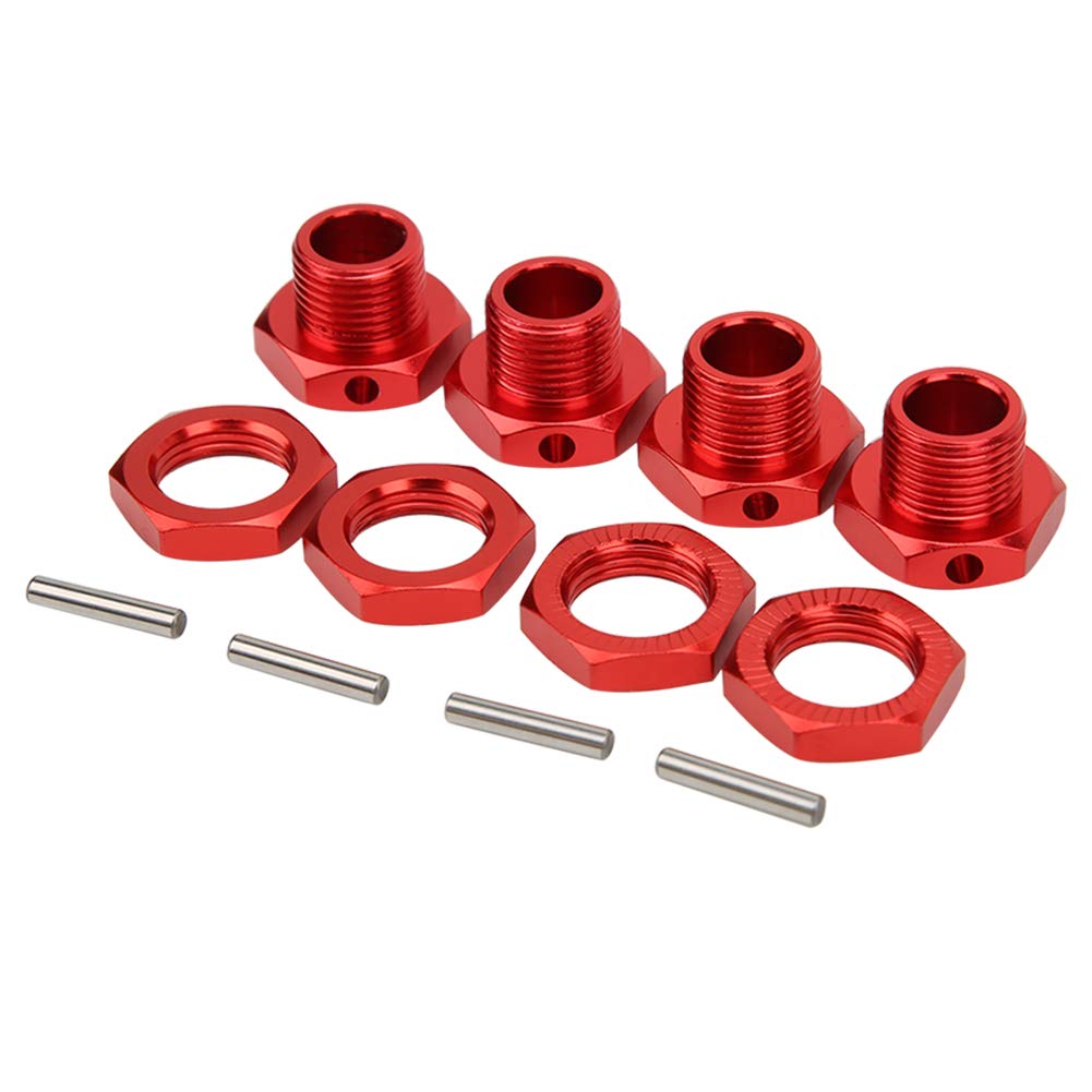 Tbest 4pcs Kit Coupleur Hexagonal 17mm En Alliage D'Aluminium Pour Voiture RC 1/8 - Rouge