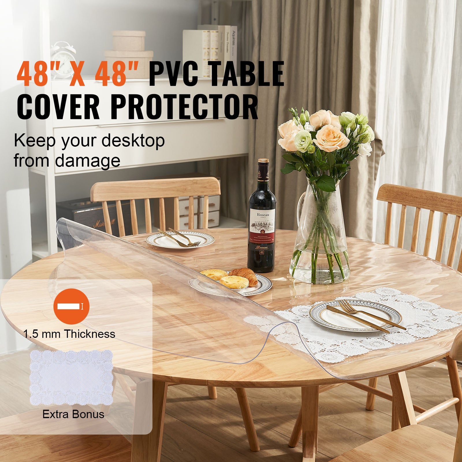 Nappe de protection transparente PVC SucceBuy 48