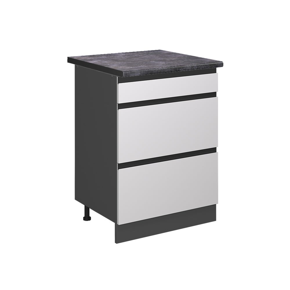 Vicco Szafka dolna do kuchni R-Line, Biały, 60 cm J-Shape z szufladami, BP Antracyt