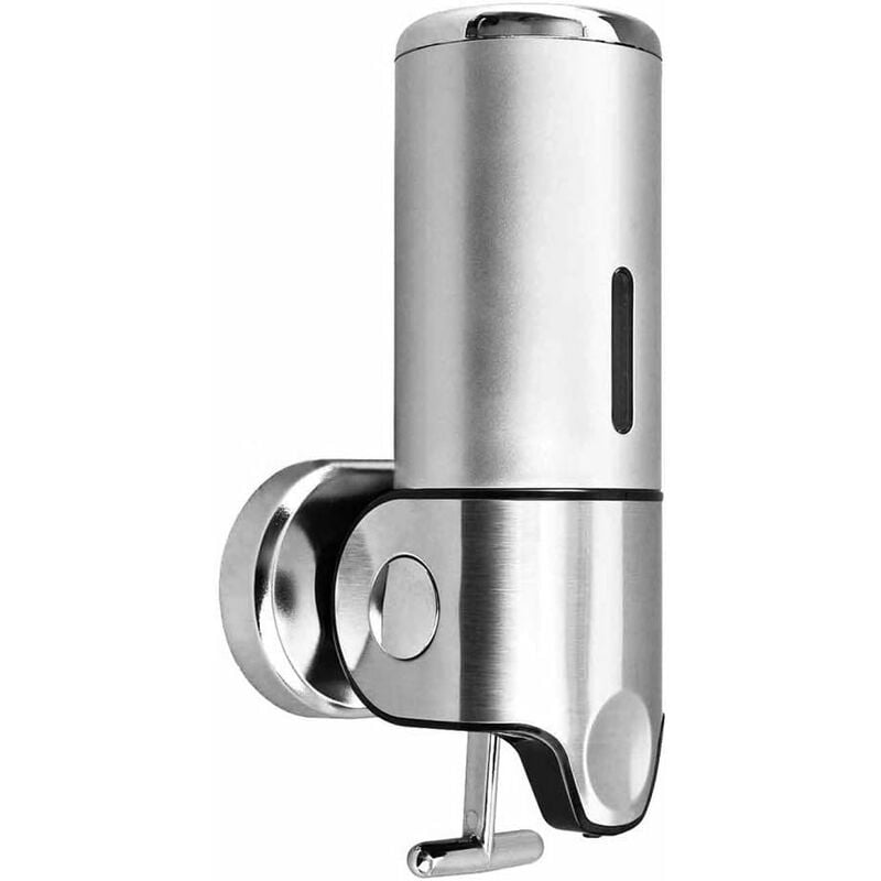 Ręczny dozownik mydła montowany na ścianie, 500 ml, srebrny, 24 x 12 cm, do szamponu, odżywki i żelu pod prysznic. Idealny do kuchni i hotelu.