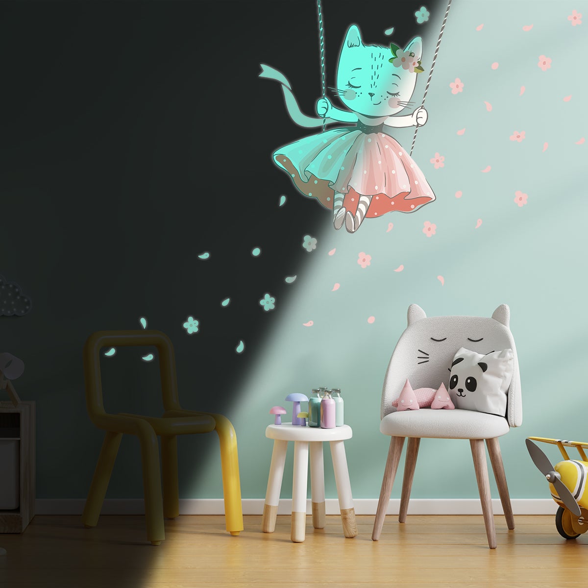 Adesivo fosforescente gatto che balla - Sticker adesivo - adesivi murali - 85x70cm - 3