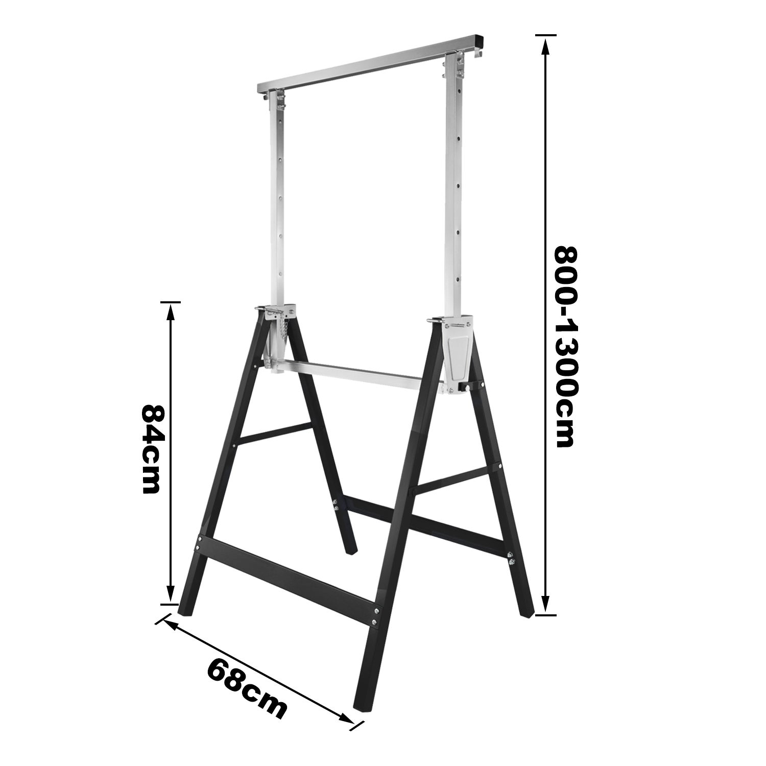 Lot de 2 tréteaux, télescopiques hauteur réglable 80-130 cm, antidérapante, Bleu - 3