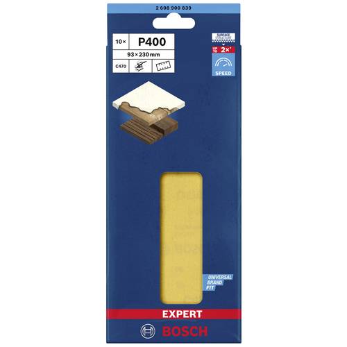 Bosch Professional 10x Carte abrasive Expert C470 con 8 fori (per Legno duro, Vernice su legno, 93x230 mm, Grana 400, accessorio Levigatrice orbitale) - 2