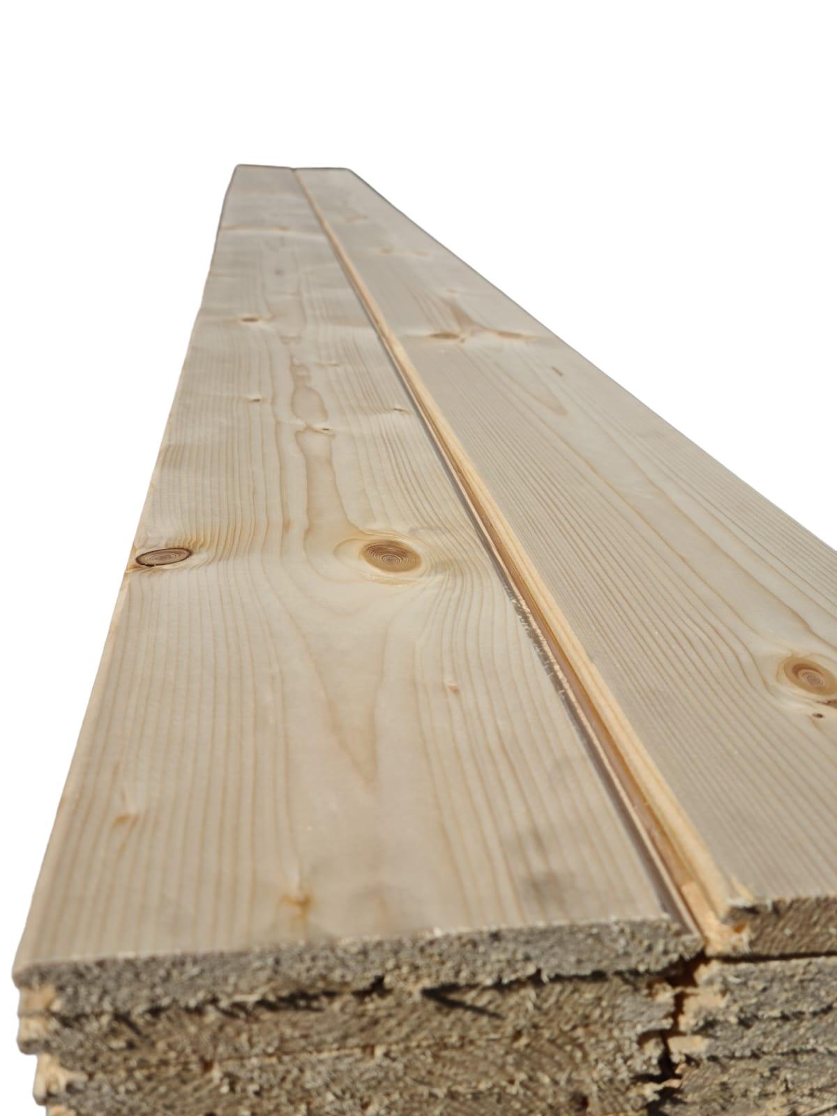 Revestimento de parede ou tecto em madeira de abeto macho e fêmea biselado 1,9x14,6x235 cm 4,20 m2/caixa (12 ripas) - 3