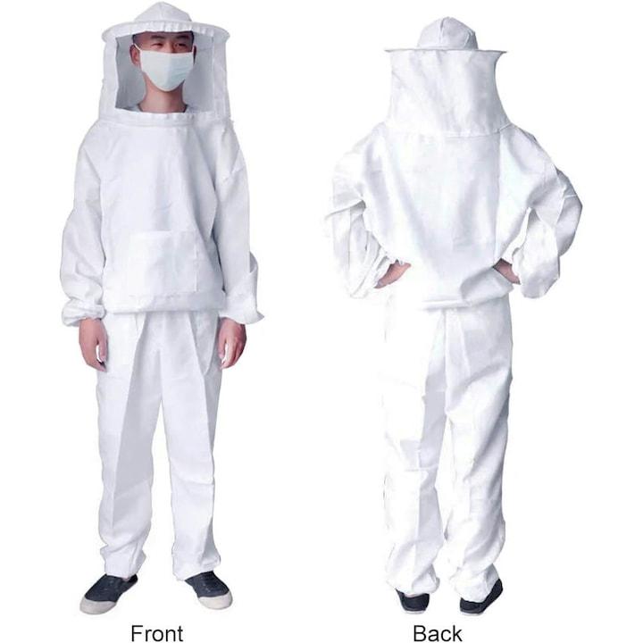 Combinaison de protection pour apiculteur QttvbTna, ensemble complet, matériau respirant, avec gants et outil de ruche, blanc, 109 x 60 x 54 cm - 3