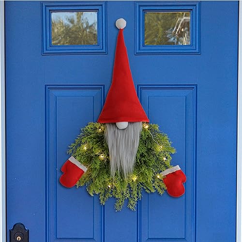 Grinalda de Natal Artificial para Porta da Frente, Decoração de Natal com Luzes, Decoração de Parede para Janela de Natal, Luz Quente - 7