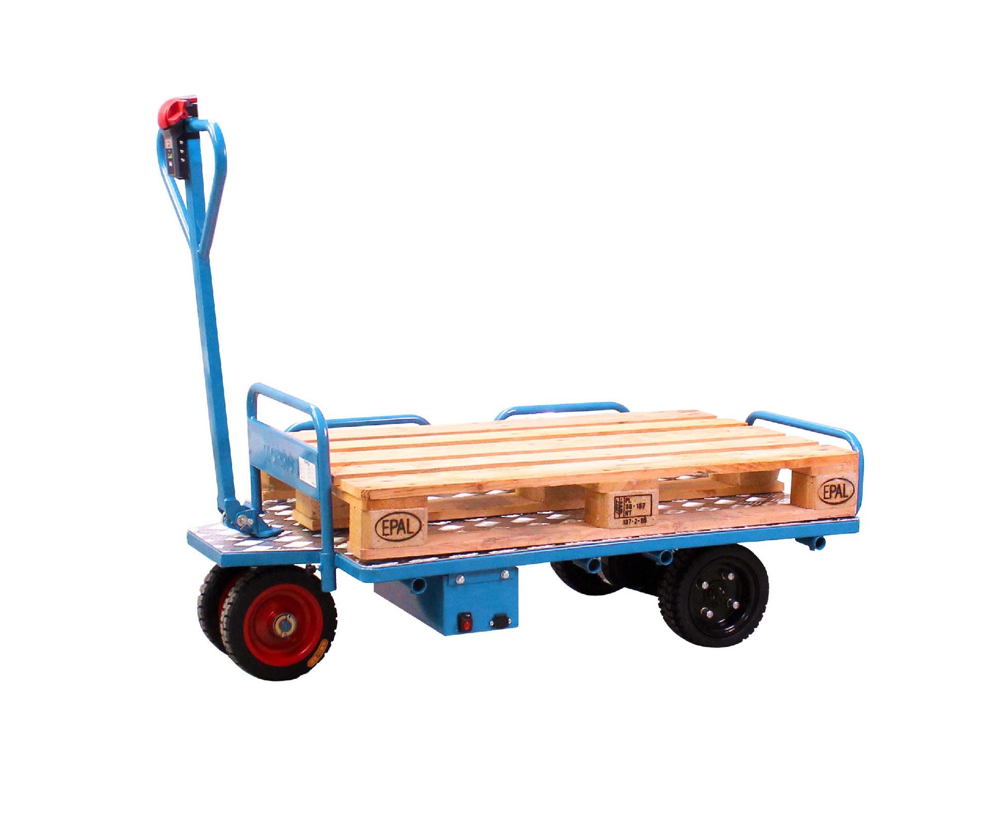 Chariot éléctrique à ridelles amovibles plateau alu 400kg 1210x850mm - batterie 36V / 12Ah MW Tools EP400L - 2