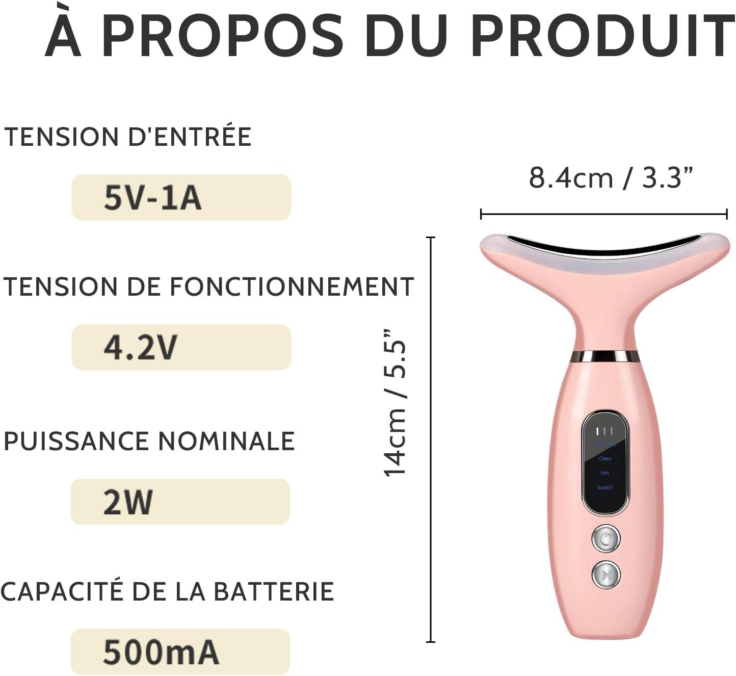 Massageador facial, lifting de 45°C com 4 modos, dispositivo antirrugas, massageador facial de beleza LED, dispositivo facial para mulheres e homen - 2