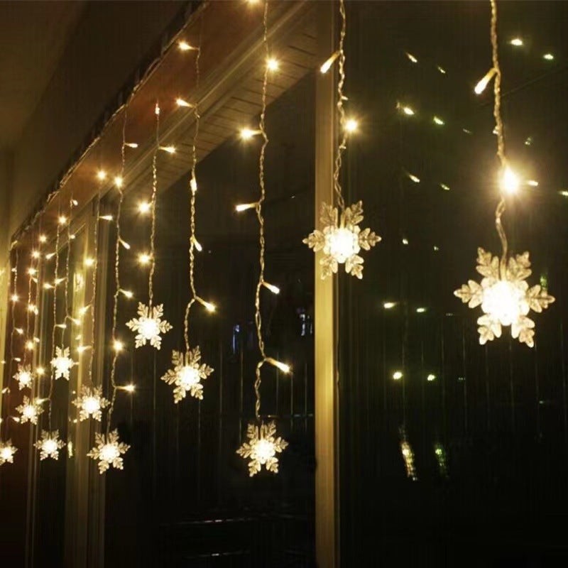Rideau lumineux flocon de neige, guirlande lumineuse 4M, décoration de fenêtre, noël, mariage, anniversaire-blanc chaud - 7