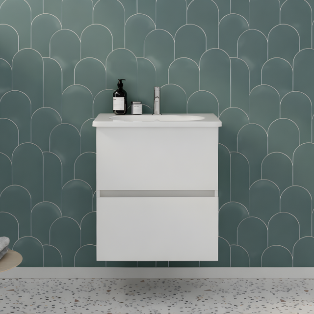 Meuble de salle de bain simple vasque 60 cm BURGBAD Joline blanc mat