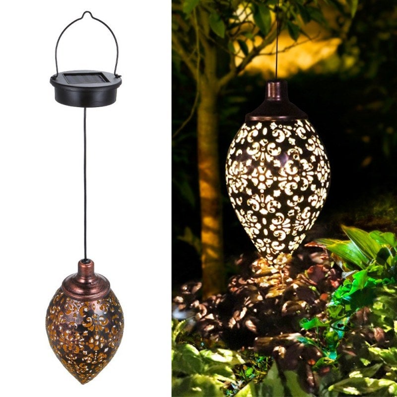 Lampa Solarna Wisząca LED w Kształcie Oliwy, DC1.2V 0.065W - Czujnik Światła, IP44, Akumulator 600mAh - Patio, Podwórko, Balkon, Ganek