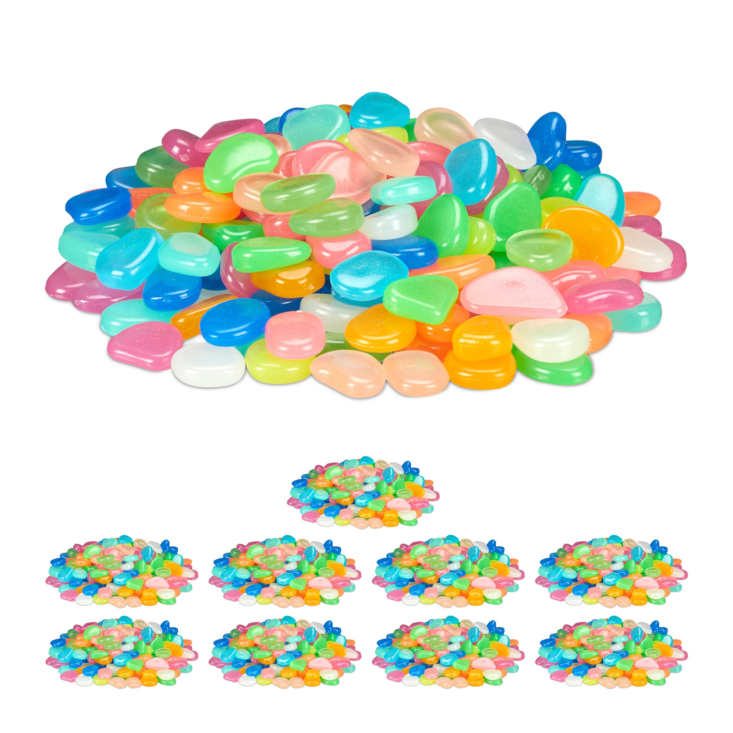 Pietre Luminose Relaxdays - 200 Pezzi, Ciottoli Fosforescenti Per Giardino, Acquario, Decorazione, Verde - Foto 2