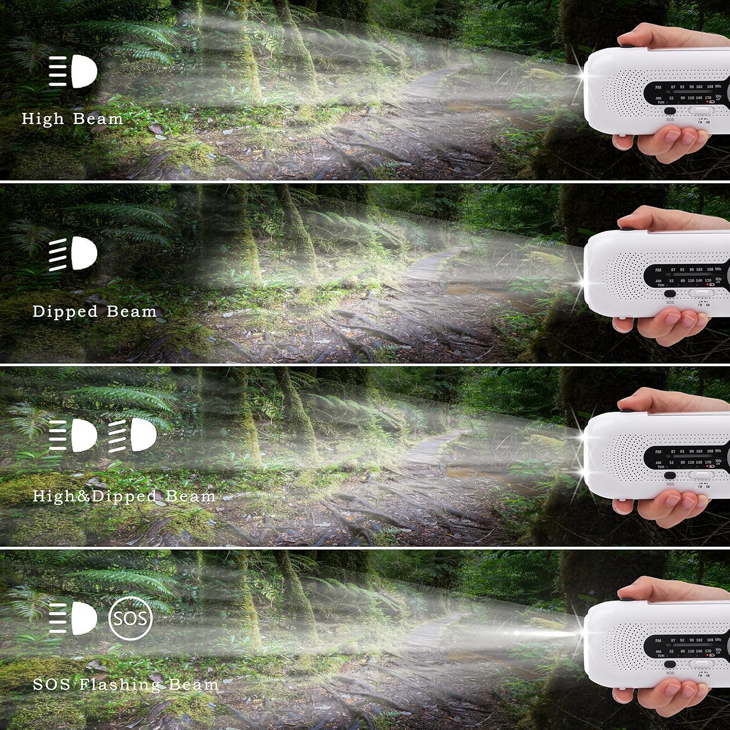 Radio AM/FM solar, manivela, cargador de teléfono, ideal para camping y emergencias, compacto y portátil. - 5