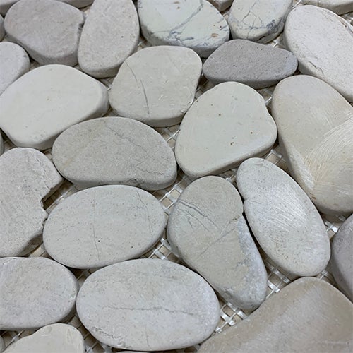 Mosaïque galet scié sol/mur en marbre gris clair - Vendu par filet de 30 x 30 cm - C-NEGOCE - 2