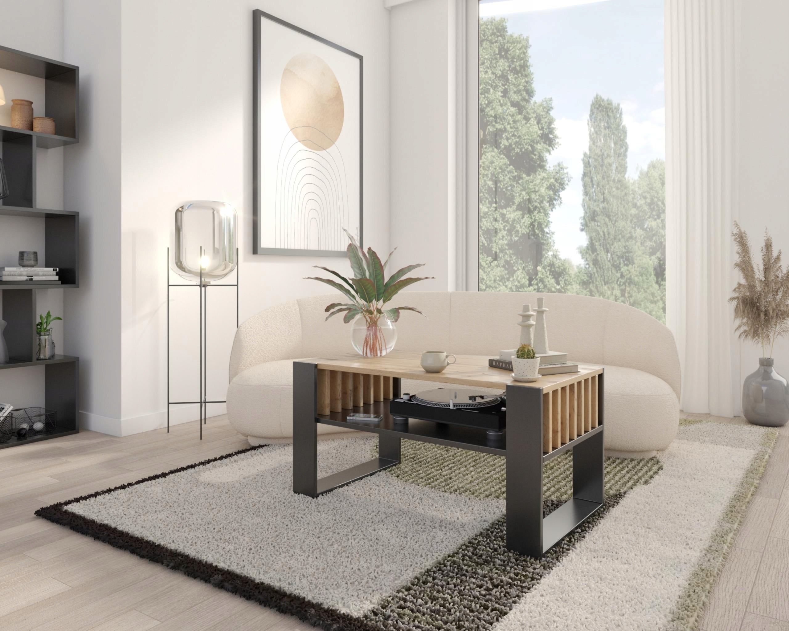 Ława stolik kawowy IGA wotan-czarny z lamelami loft retro rustykalny PER - 4