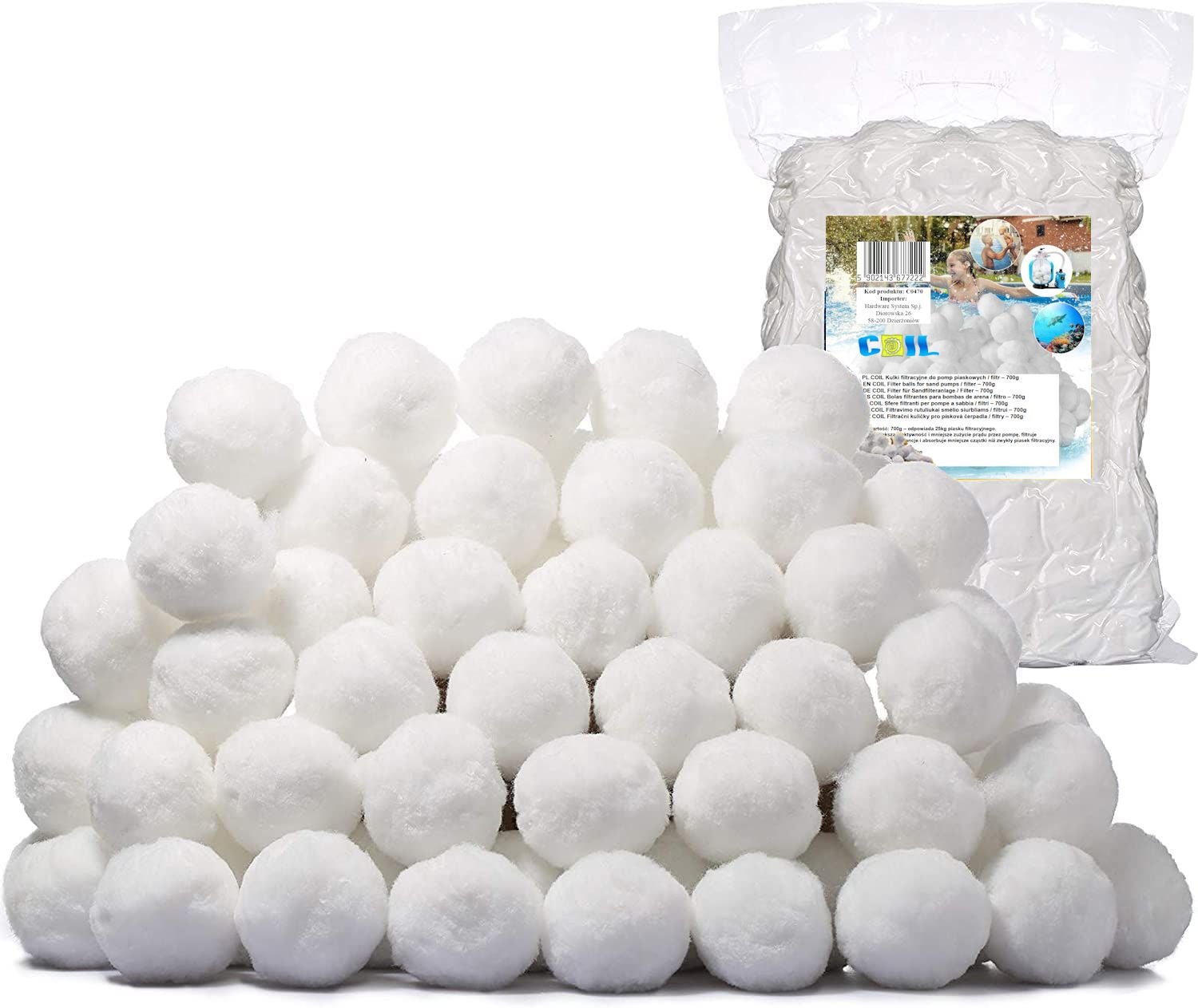 COIL Kulki filtracyjne do pompy piaskowej do basenu opakowanie 500g zastępuje 18kg piasku
