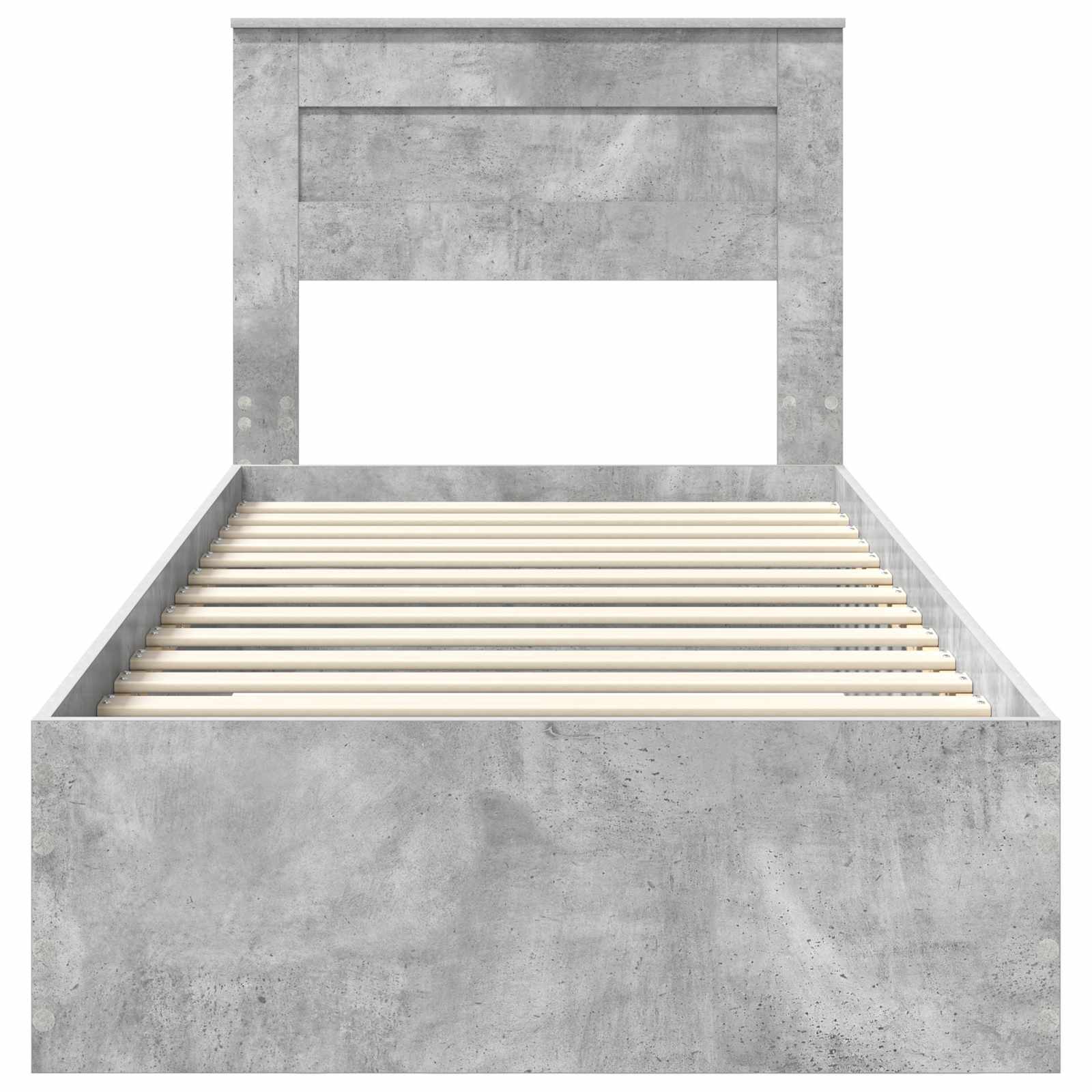 Cadre de lit en panneau de bois, gris béton et argent, pour la chambre, 75 × 190 cm - 7