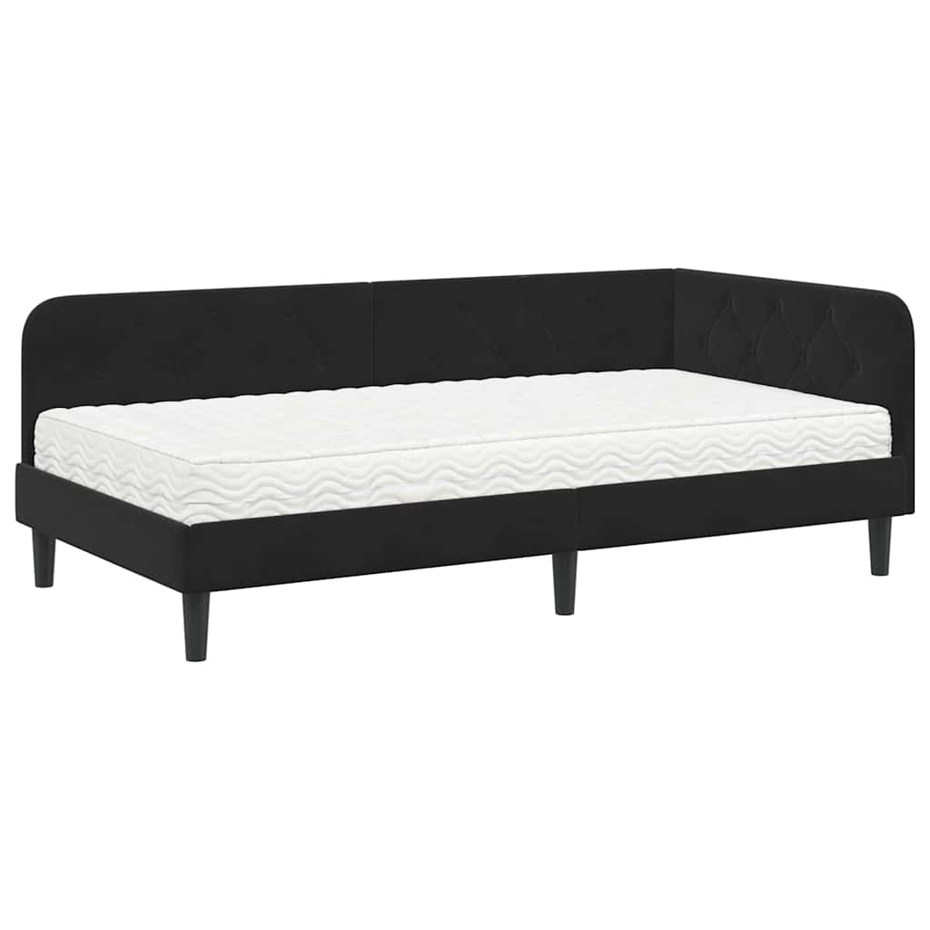 Cadre de lit d'angle en velours noir pour la chambre, 100 × 200 cm - 2