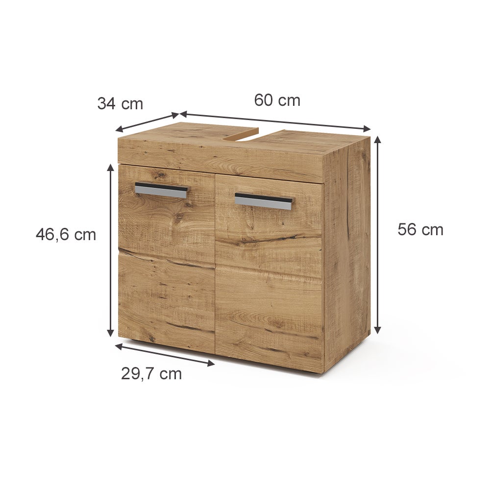 Vicco Meuble sous vasque simple Luna, Chêne Wotan, 60x56cm - 3