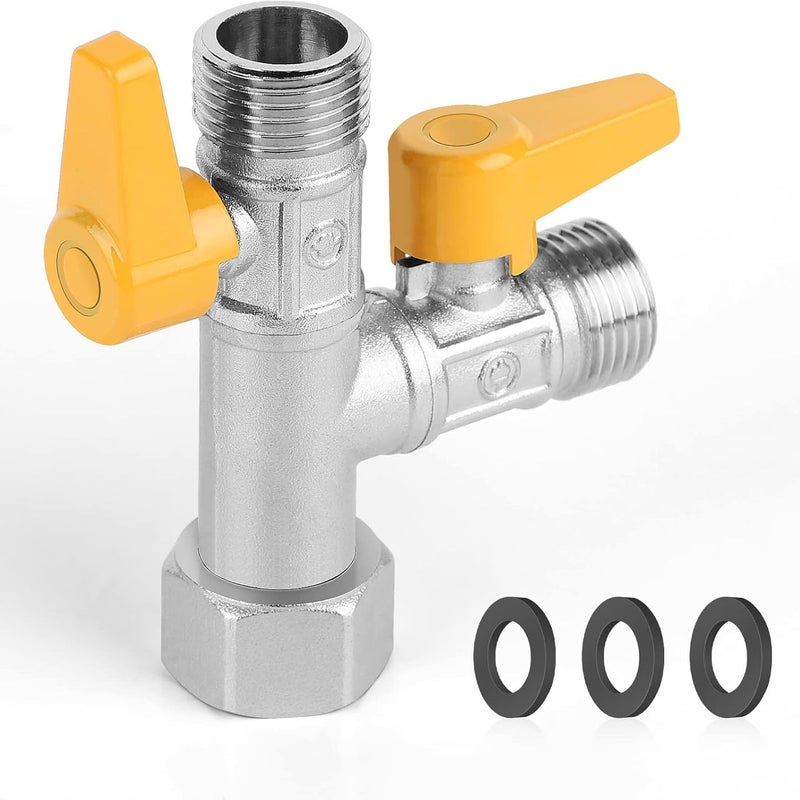 Złącze zaworu trójdrożnego T do kranu toaletowego i prysznica G 1/2 z 3 gumowymi podkładkami do łazienki i kuchni