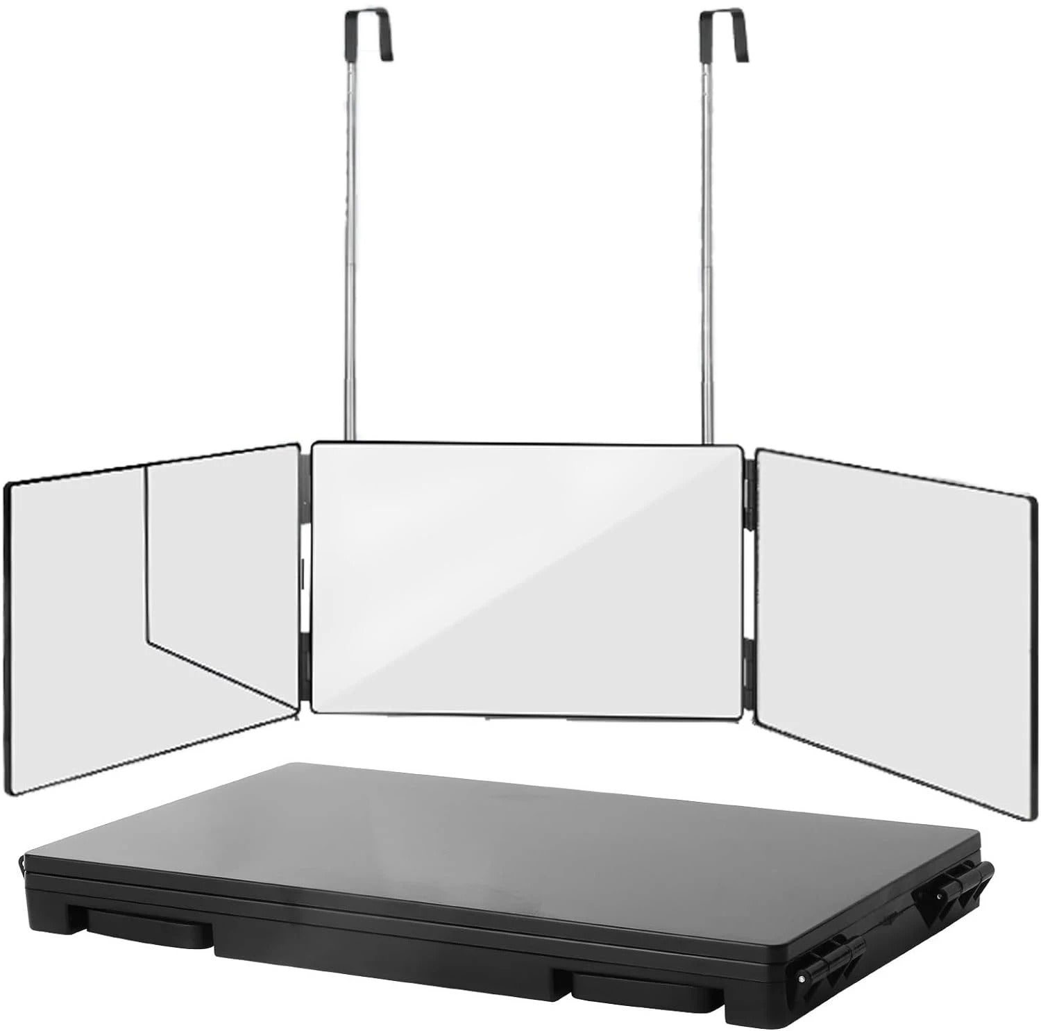 Miroir 5 Voies Pliable à 360° Avec LED - Hauteur Réglable, Pour Coupe De Cheveux Et Maquillage, Batterie Rechargeable