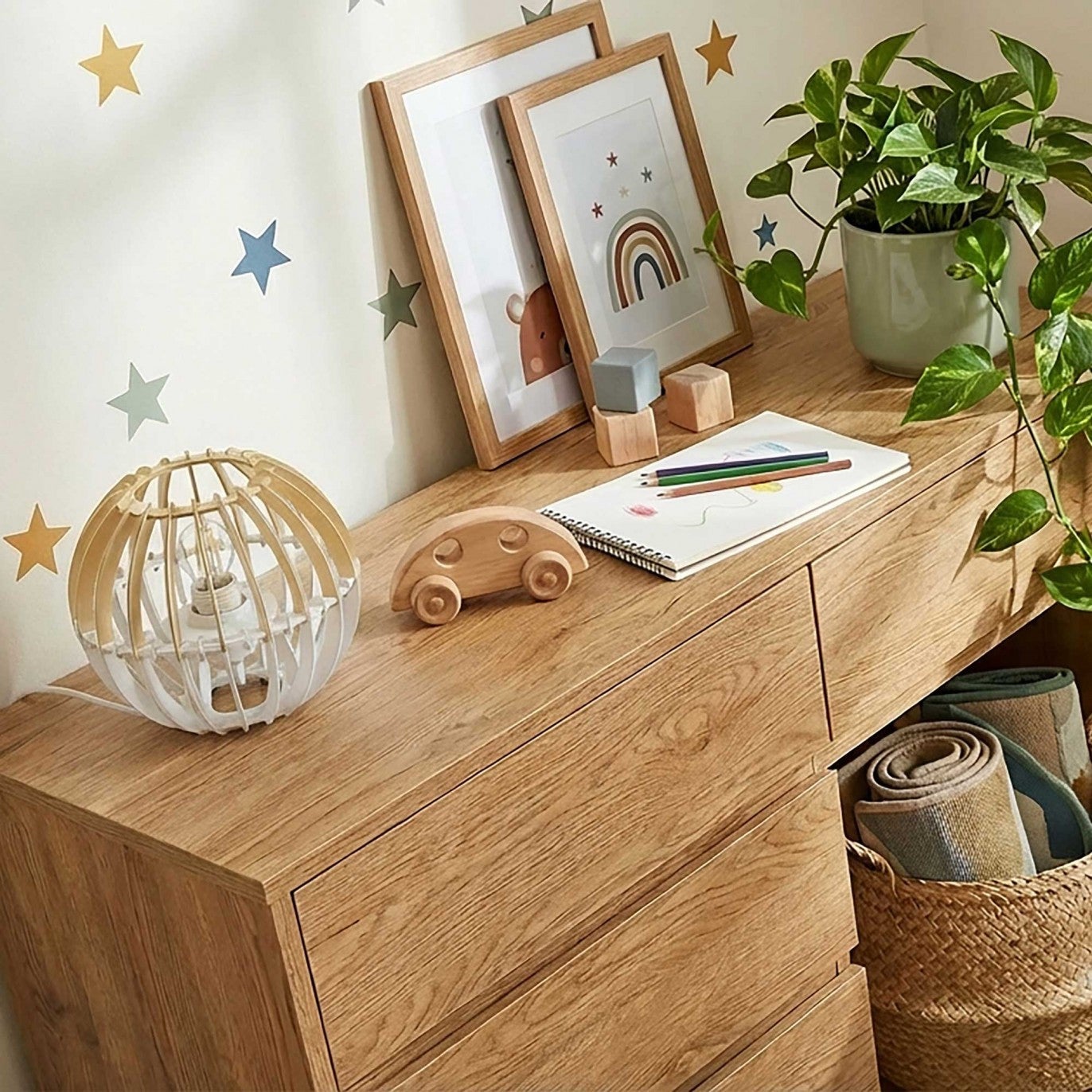 Lampe à poser en bois bicolore - COBLENCE - Blanc et naturel - C-Création - 2