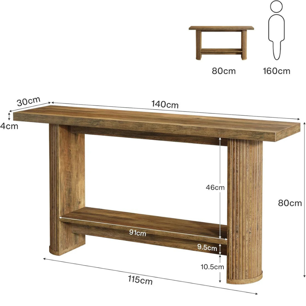 Console 140x30x80 cm, design moderne, bois d’ingénierie, marron | Leroy ...
