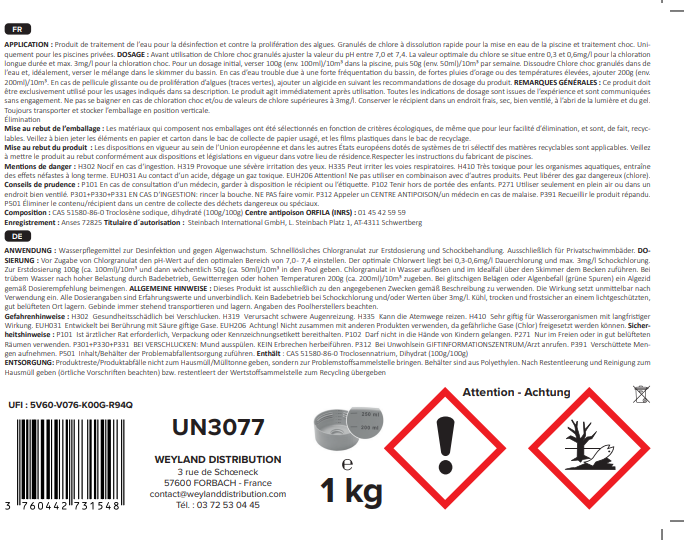 Chlore choc granulé 1 kg Aqualyn Unité - 3