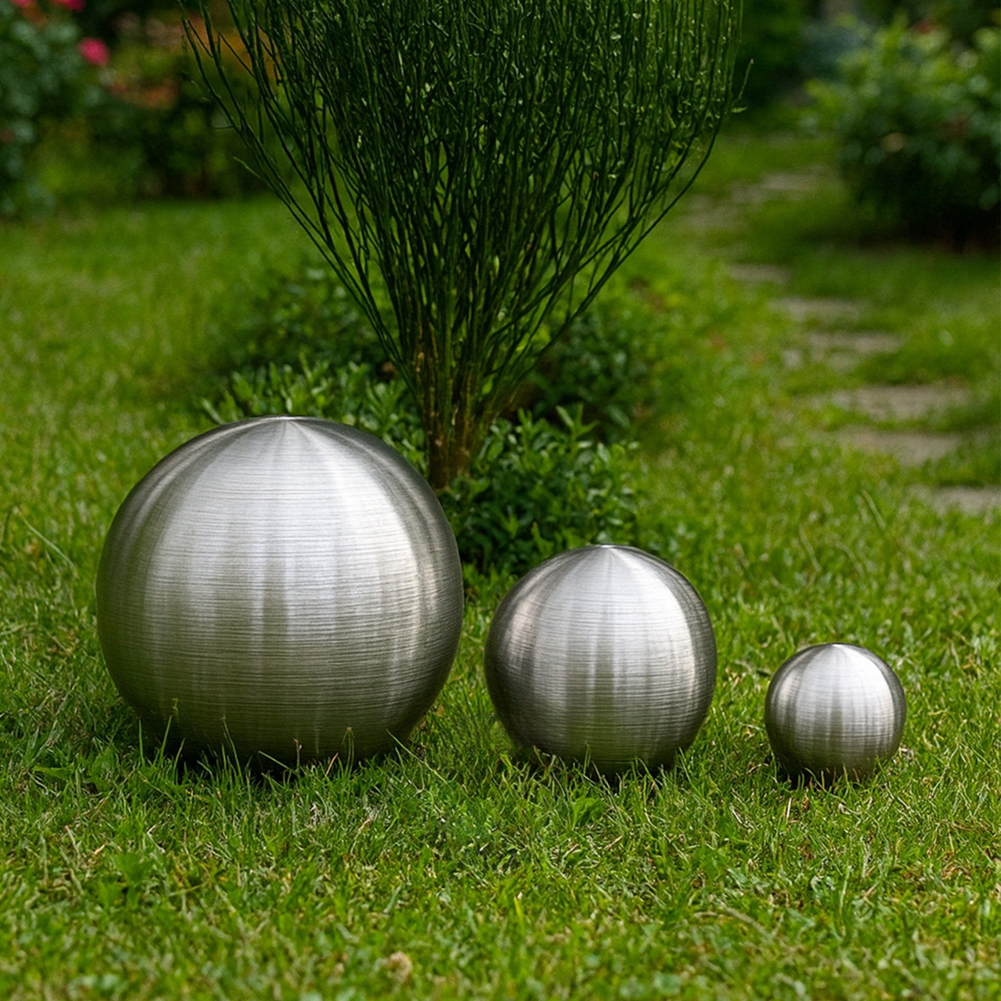 Köhko zestaw 3 kul ze stali nierdzewnej Ø 6-9-12 cm kula dekoracyjna wykonana ze szczotkowanej matowej stali nierdzewnej