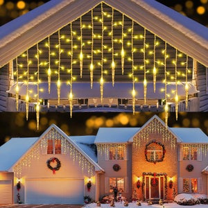 Luci di Natale a forma di ghiacciolo a LED da 4 m con 19 gocce, luci da fata per tende da finestra con 8 modalità, bianco caldo | Leroy Merlin