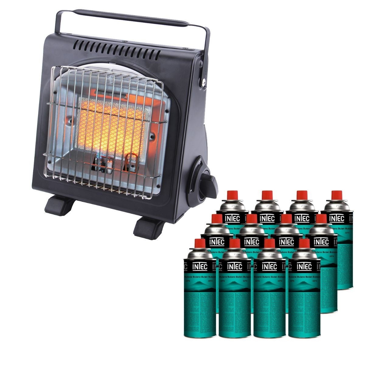 Chauffage à gaz portable 1700W + 12 Cartouches gaz Allumage Piezo — free download