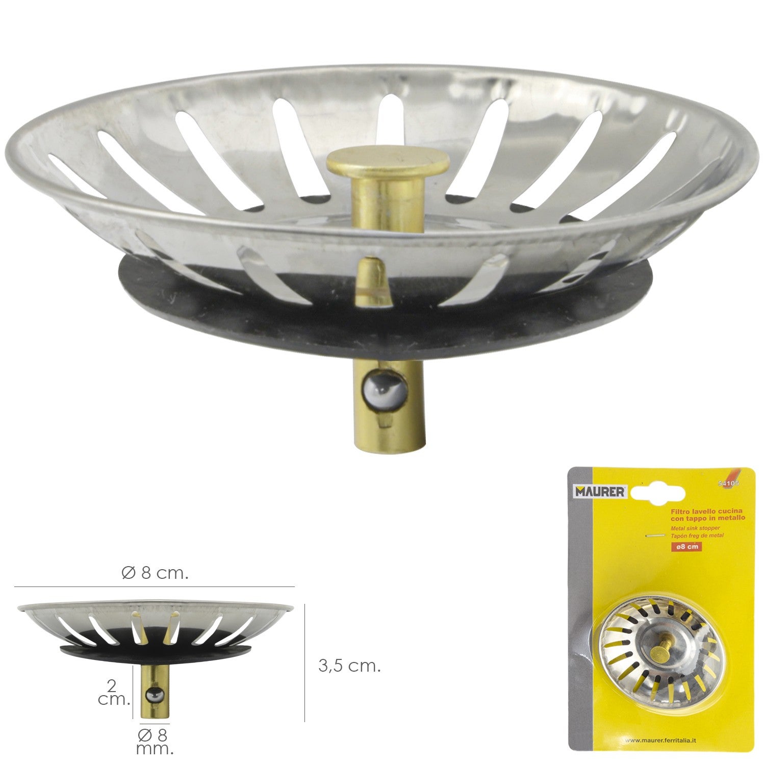 Tappo Per Lavello Da Bagno OAOrz 3 In 1 - Filtro Pop-Up In Acciaio Inox Con Cestello Per Capelli, Diametro 2,8-3,6 Cm, Universale