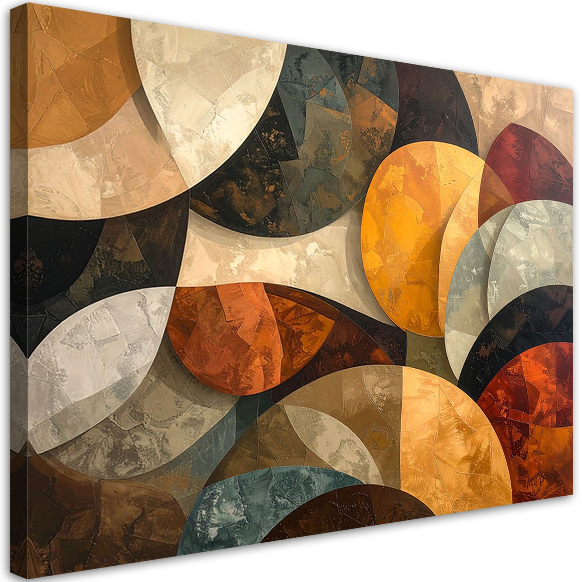 Obraz do salonu sypialni, Nowoczesna abstrakcja geometryczna w beżowo brązowych odcieniach 100x70