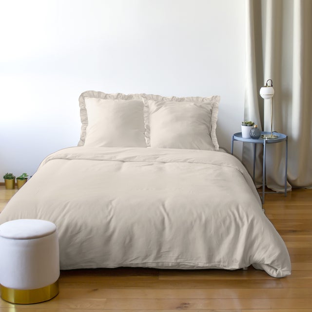 Parure de lit 240x220 FALBALA polyester microfibre Beige