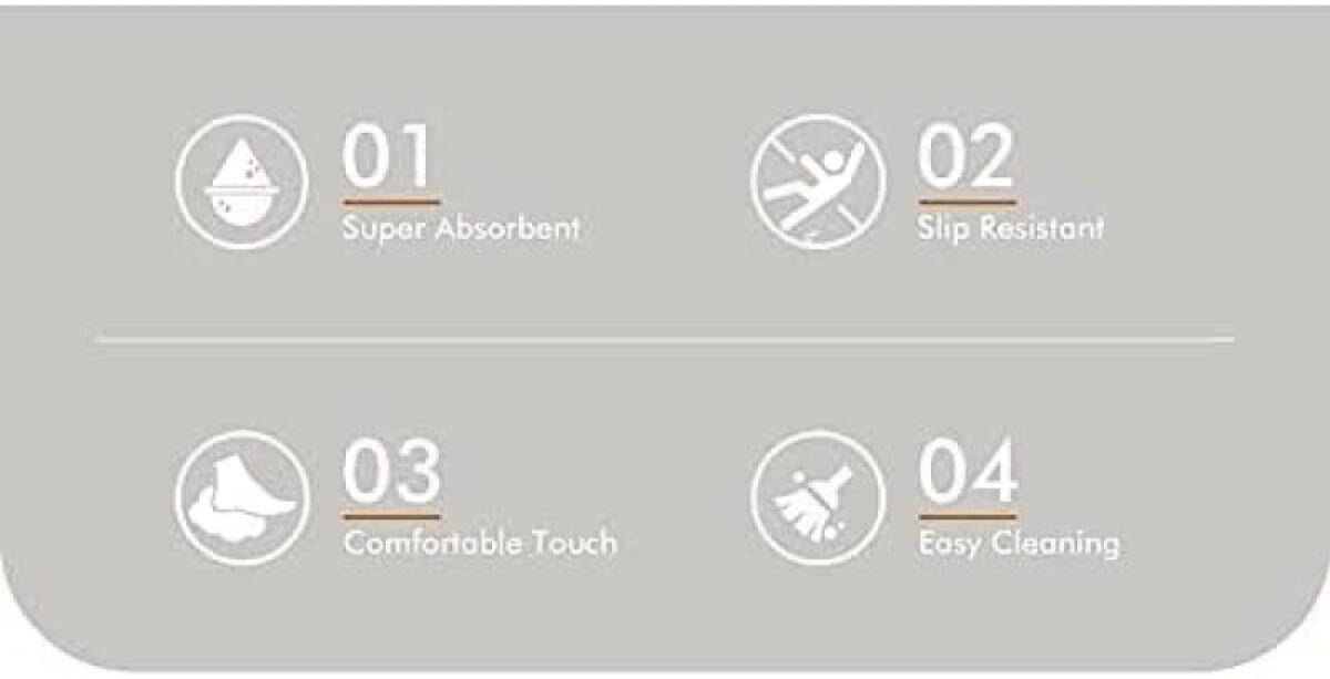 Tapis de bain à séchage rapide en terre de diatomées (60 x 90 cm) Gris - 4