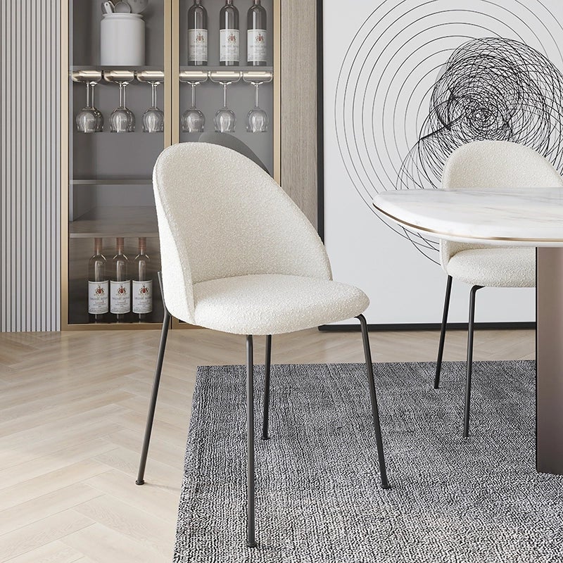 Sedia in tessuto effetto boucle bianca - 7