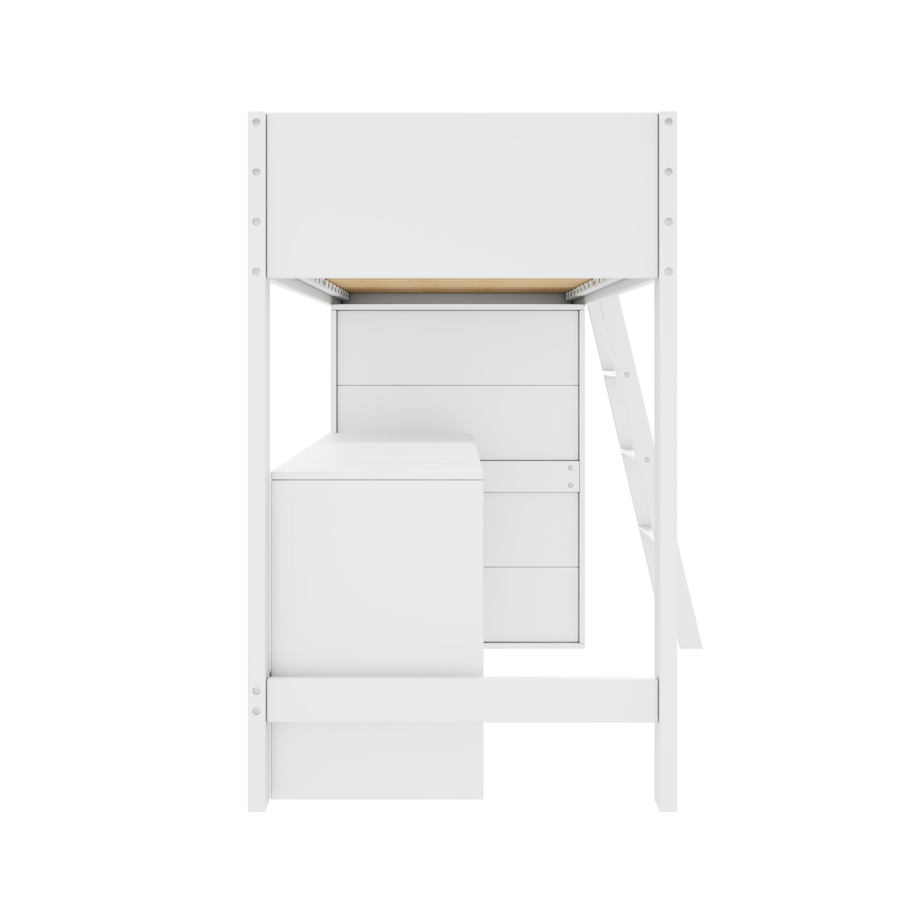 Lit mezzanine 90x200cm en bois - avec bureau et armoire modulable - Blanc - 6