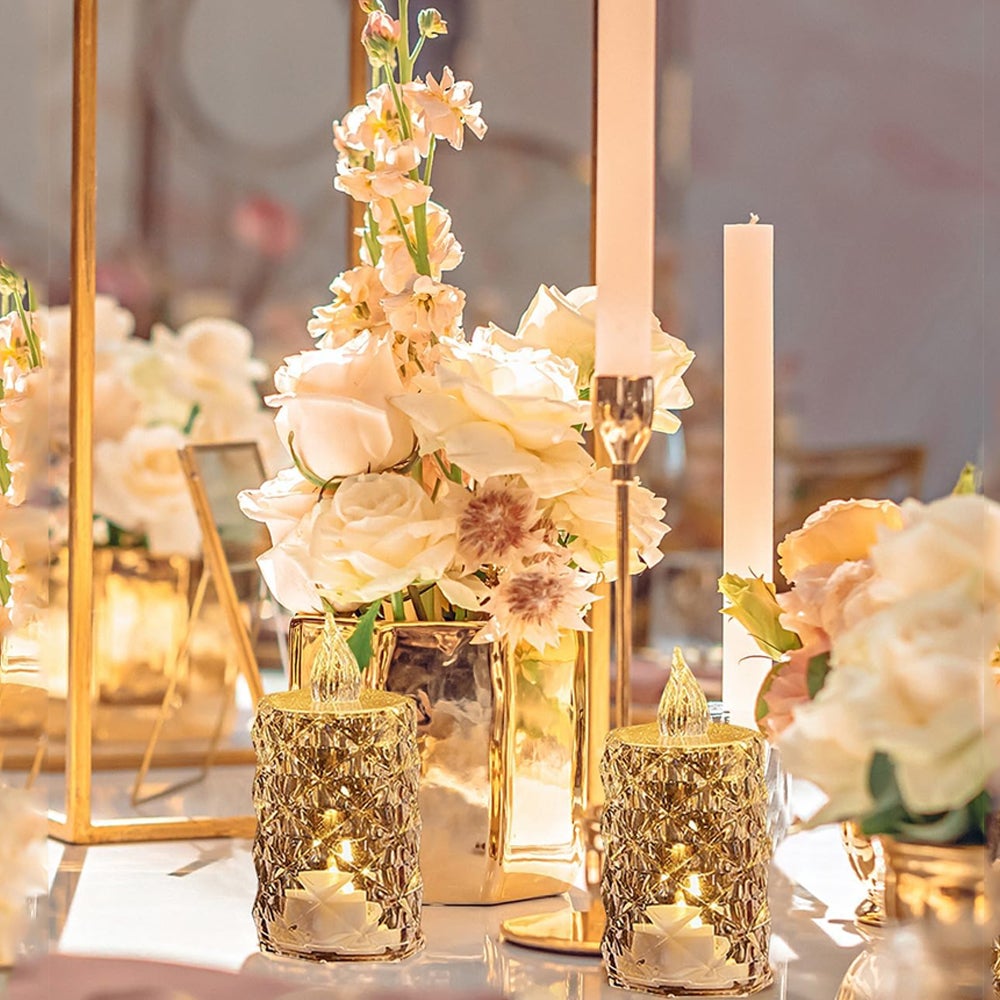 24pcs Bougies Cristal Sans Flamme LED à Piles, Lumière Chaude, Déco Mariage, Table, Demande en Mariage, Porte-Bougie, Maison Romantique - 7