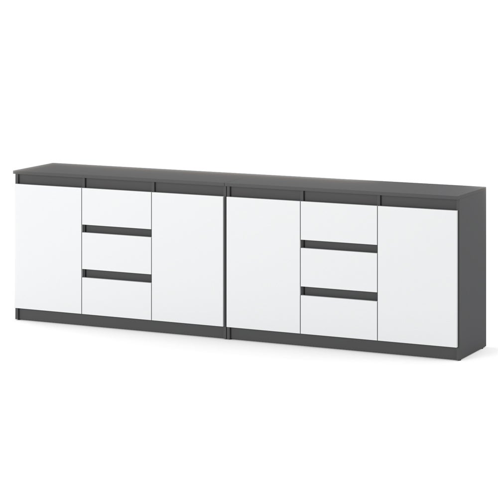 Komoda 240cm do pokoju szafka 6 szuflad 240cm loft szary biały mat salon