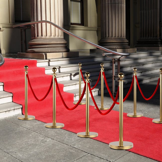 Transenna Per Code OUTSUNNY - 2 Paletti In Acciaio Inox Con Corda Rossa | 95 Cm X 32 Cm - Foto 4