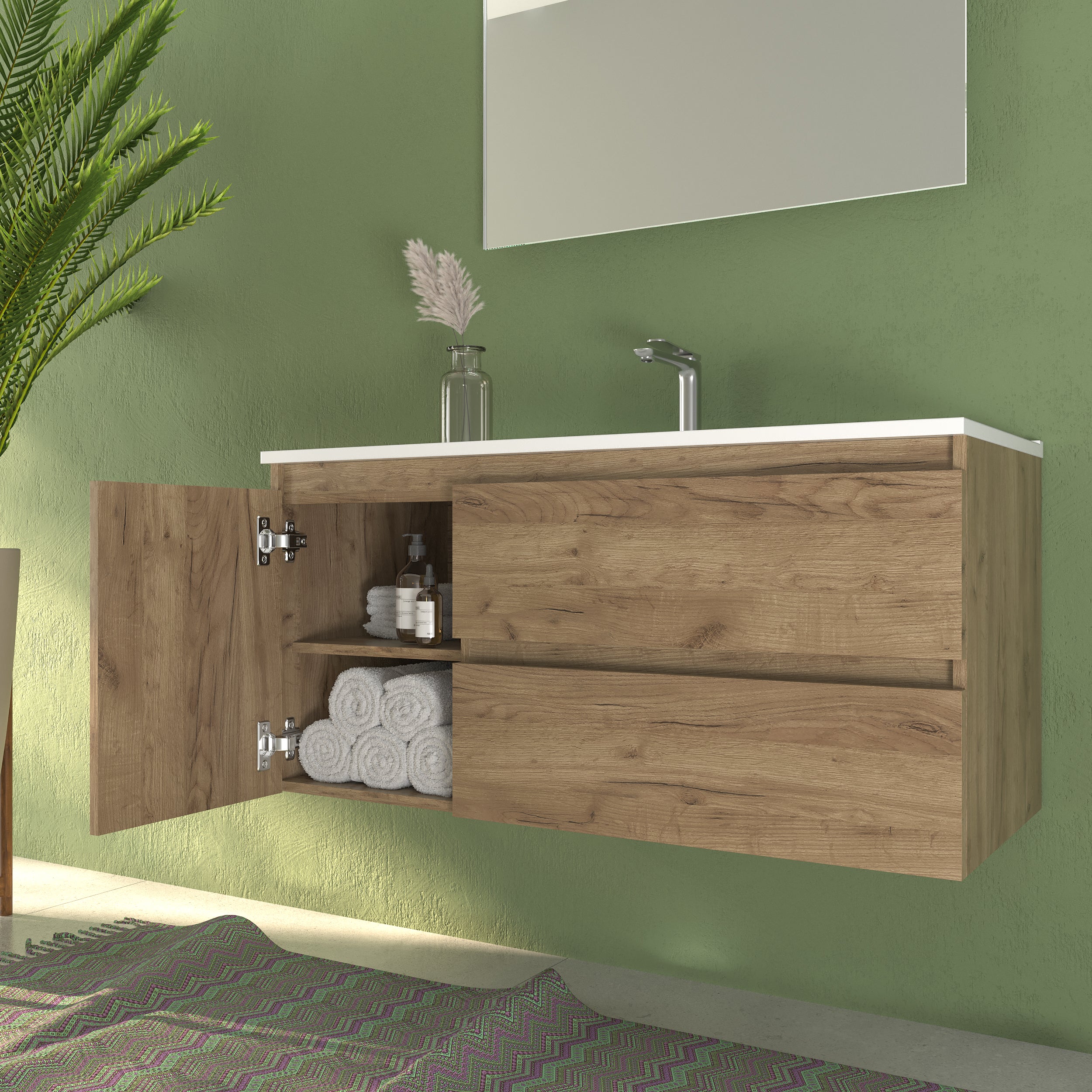 Ensemble armoire et plan de travail Verona en 80 cm, finition chêne guadarrama avec poignée exécutive - 5