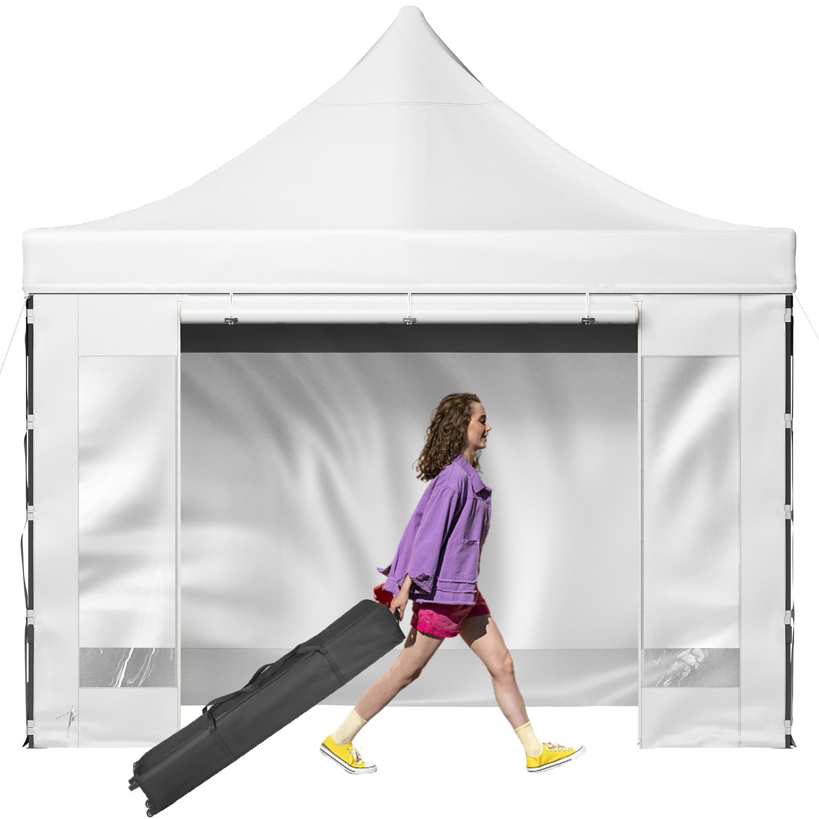 Tente à baldaquin pop-up 10x10 FT,SucceBuy gazebo extérieur avec parois amovibles,résistant aux UV,imperméable,abri instantané,blanc - 3