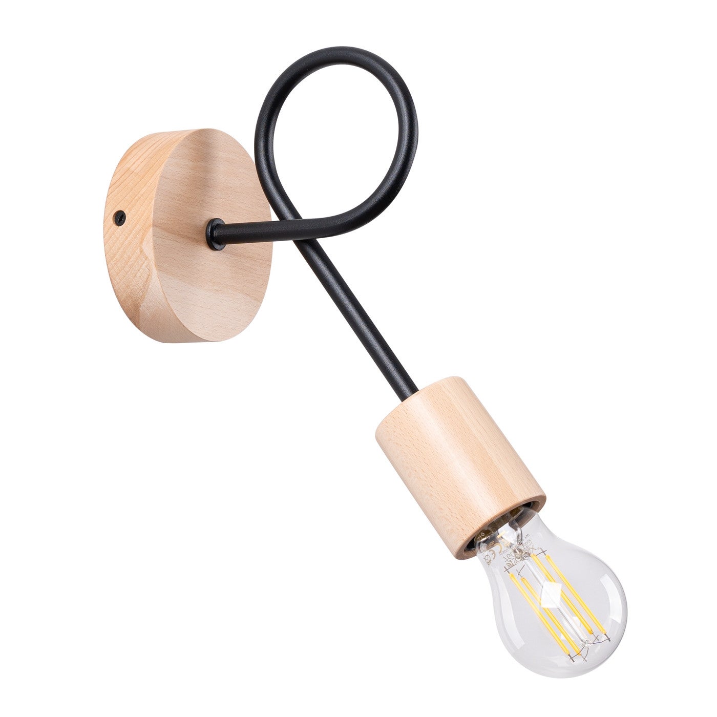 Kinkiet ścienny Ember czarny-naturalne drewno 1xE27x15W wym: 24 x 10 x 19 cm metal IP20 Sollux Lighting